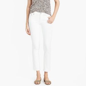 J. Crew Midrise Skinny Jean in White Stretch Denim